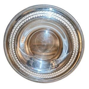 Vintage Wm Rogers Silver Plate 12" Round Cut Out Serving Plate/Bowl